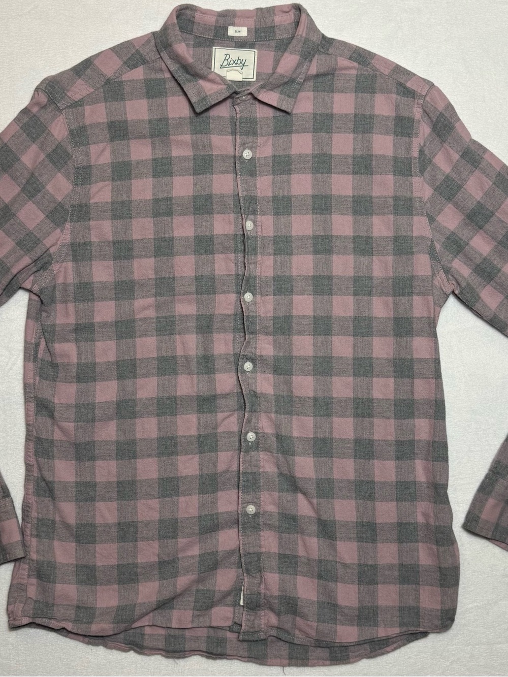 Bixby Men's Pink & Gray Plaid Button-Down Shirt